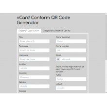 vCard Conform QR Code Generator